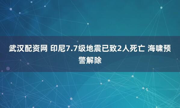 武汉配资网 印尼7.7级地震已致2人死亡 海啸预警解除